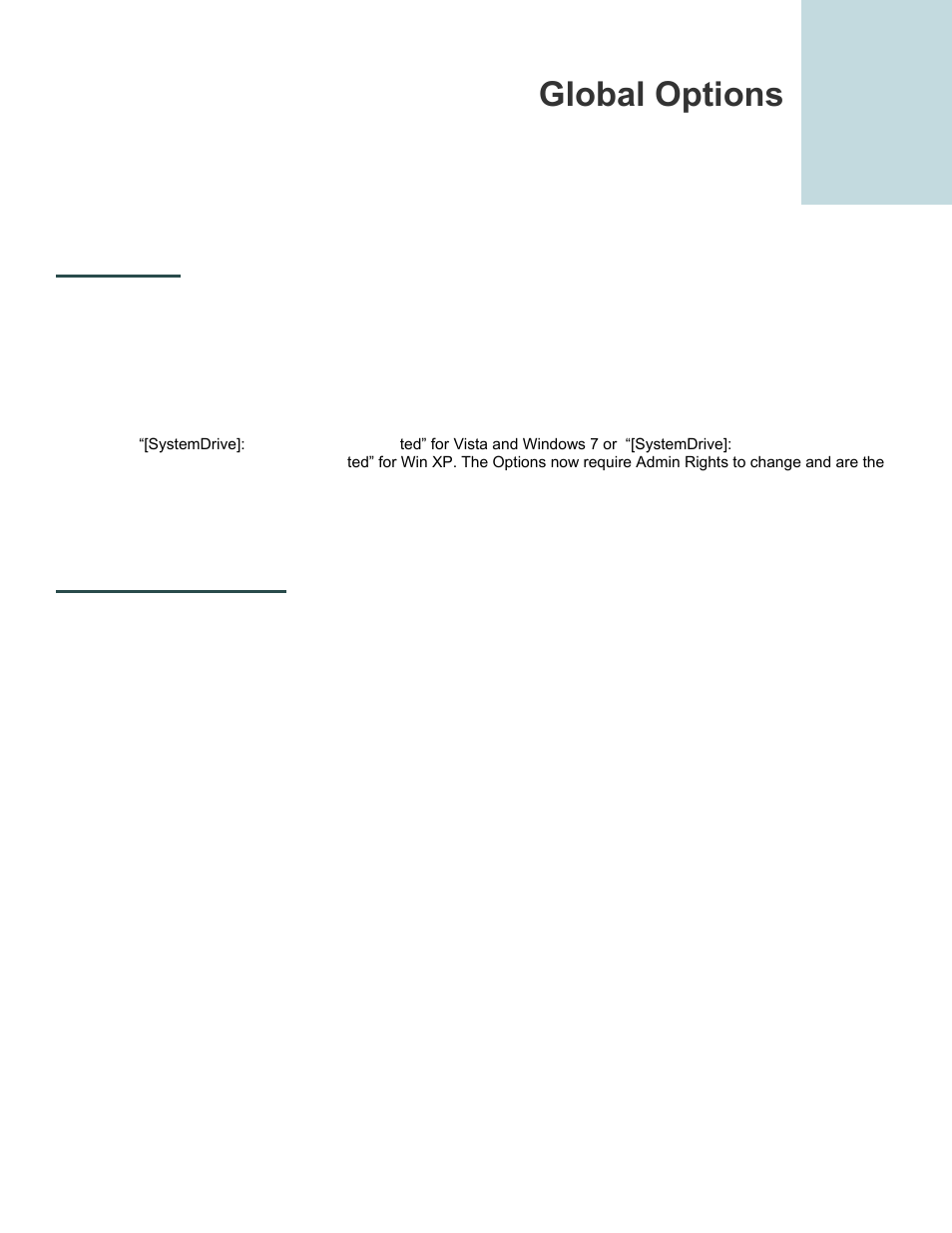 Global options, Overview, Options interface | Calibrated Software DV50 Decode v2 User Manual | Page 12 / 23