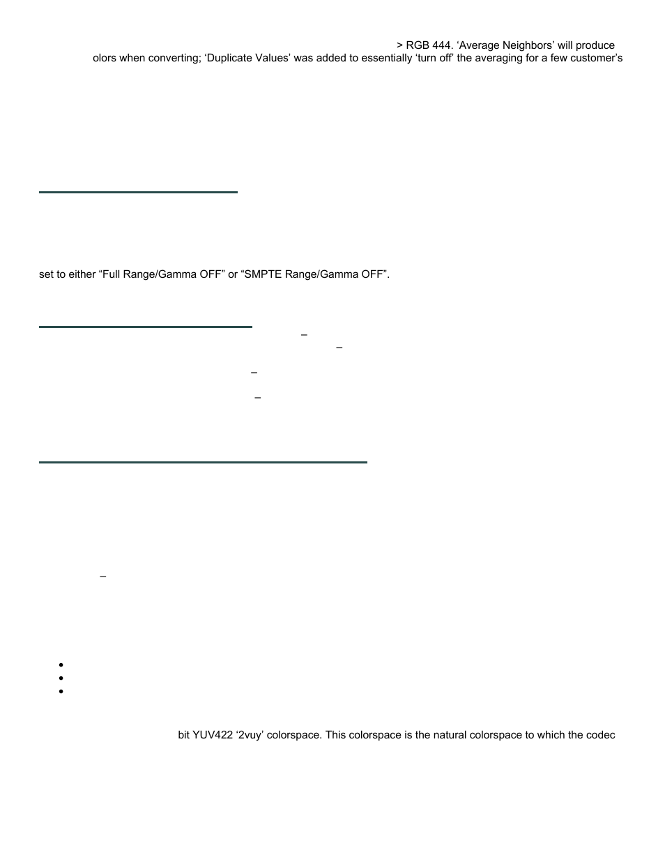 Important note about quicktime gamma settings, Performance options, Colorspace watermark | Fourcc output support(advanced), Important note about fourrcc output support, Enable 8-bit yuv | Calibrated Software DV50 Decode v2 User Manual | Page 16 / 23