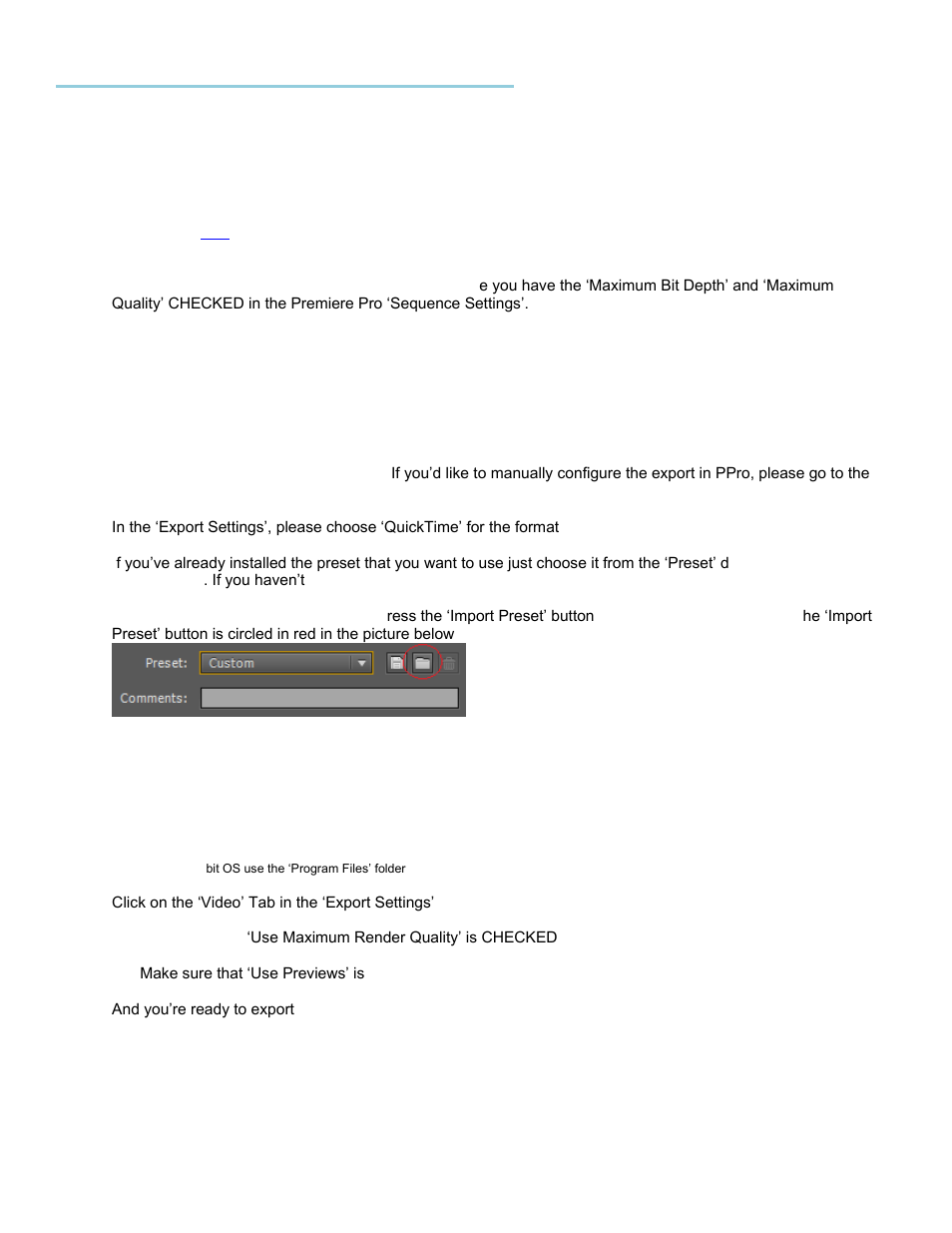 Adobe premiere pro 5.0/5.5/6.0/cc, Getting started | Calibrated Software AVC-Intra Create v2 User Manual | Page 20 / 43