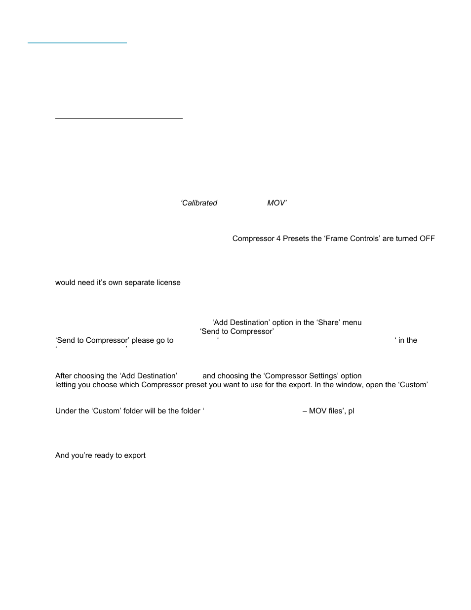 Final cut pro x, Getting started, Exporting in fcp x | Calibrated Software AVC-Intra Create v2 User Manual | Page 30 / 43