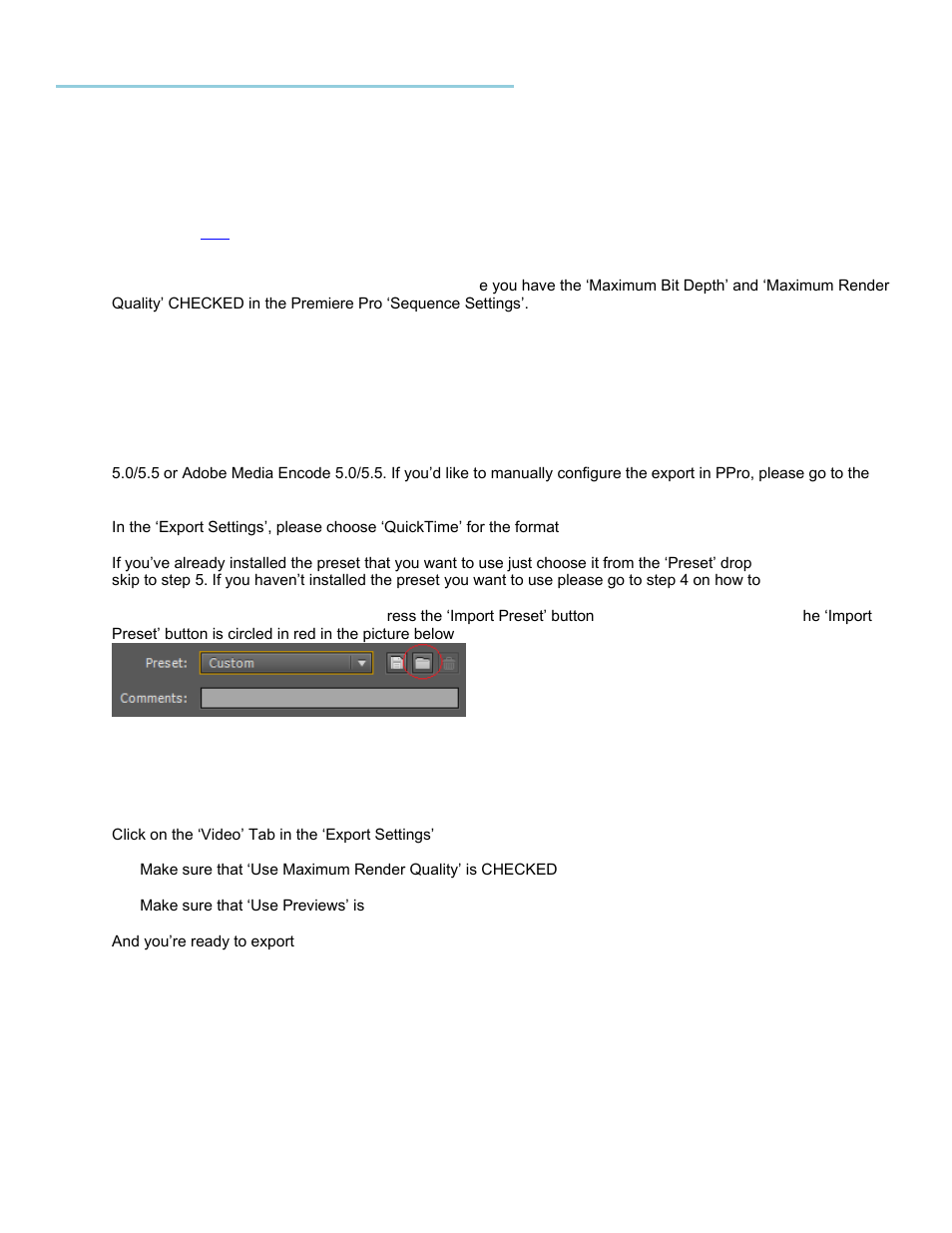 Adobe premiere pro 5.0/5.5/6.0/cc, Getting started | Calibrated Software AVC-Intra Create v2 User Manual | Page 34 / 43