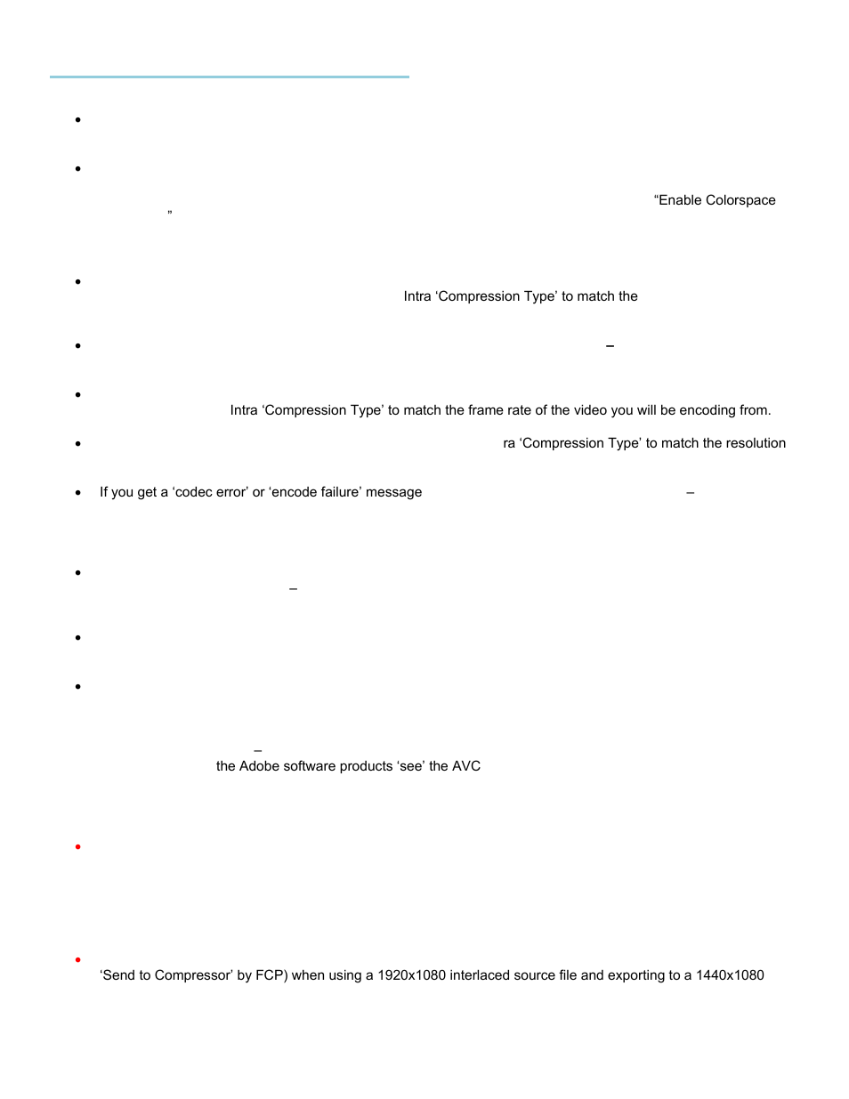Known issues and limitations | Calibrated Software AVC-Intra Create v2 User Manual | Page 7 / 43