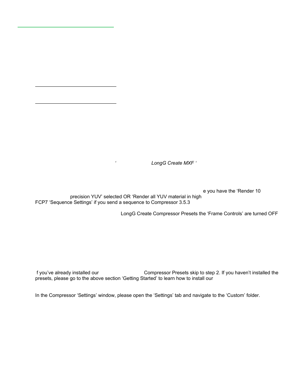 Compressor 3.5.3/4.1.2, Getting started | Calibrated Software AVC-LongG Create v1 User Manual | Page 16 / 31