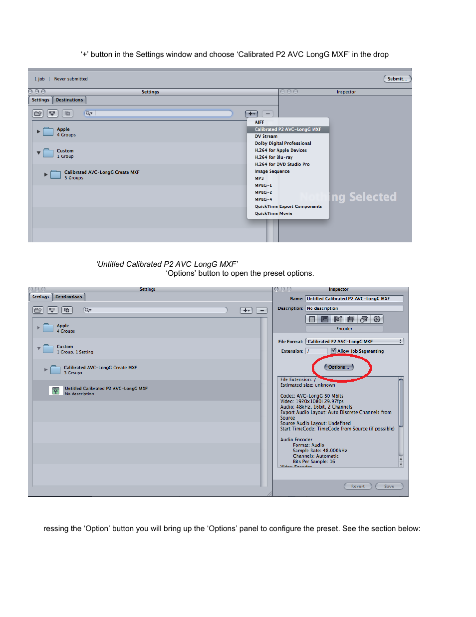Creating a preset in compressor 3.5.3 | Calibrated Software AVC-LongG Create v1 User Manual | Page 18 / 31