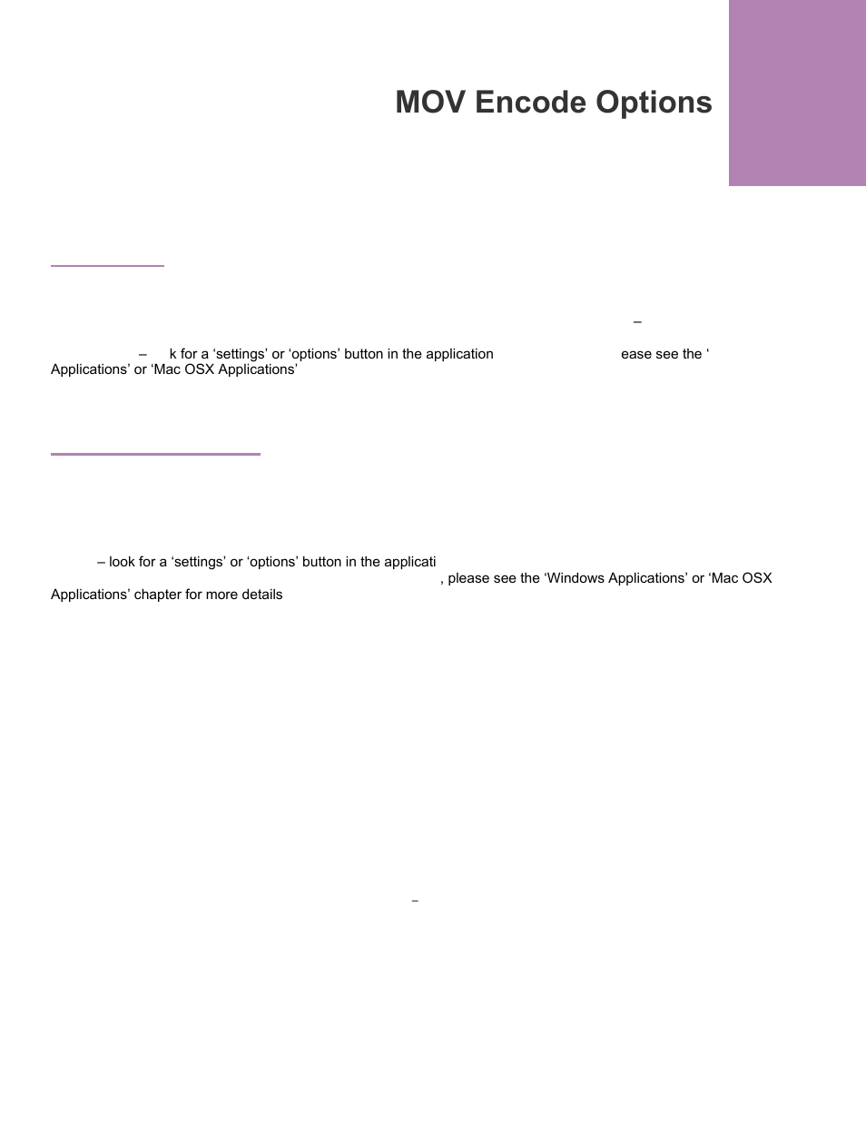 Mov encode options, Overview, Options interface | Calibrated Software MPEG2-X Create v1 User Manual | Page 15 / 62