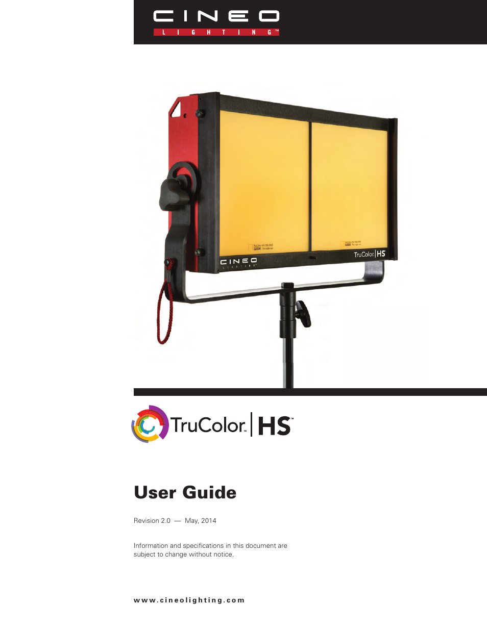 Cineo Lighting TruColor HS User Manual | 11 pages
