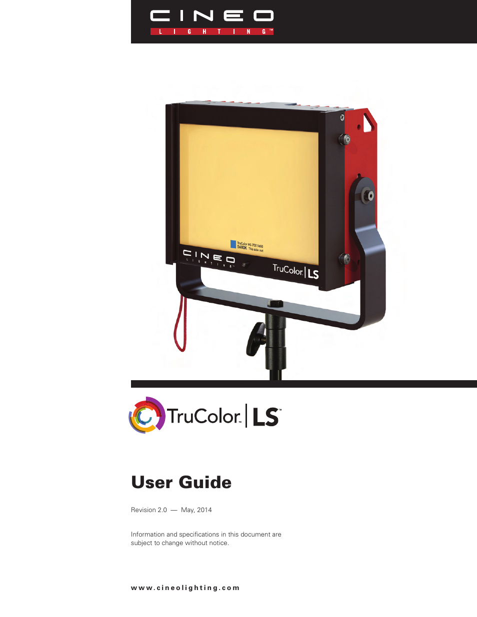 Cineo Lighting TruColor LS User Manual | 11 pages