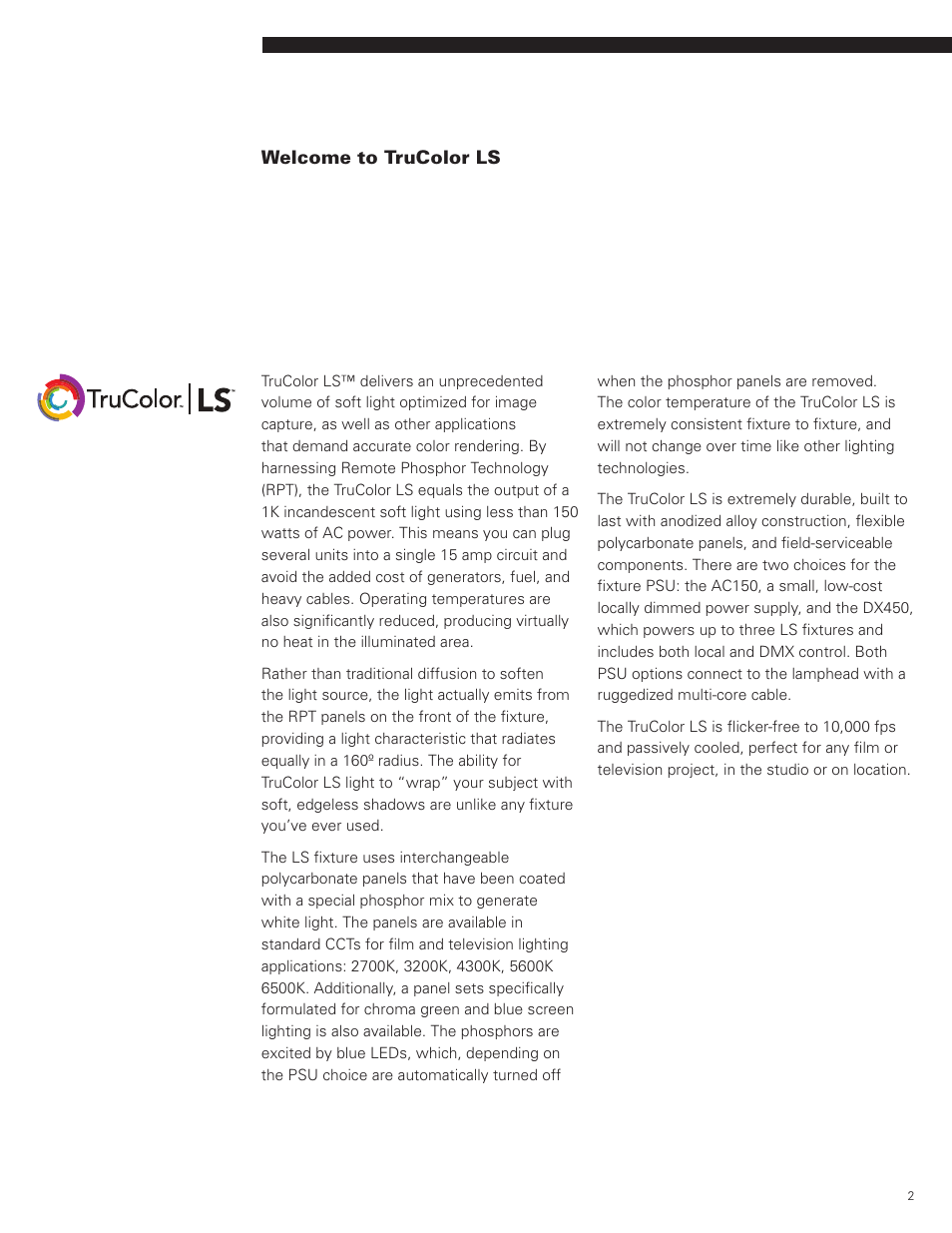 Cineo Lighting TruColor LS User Manual | Page 2 / 11