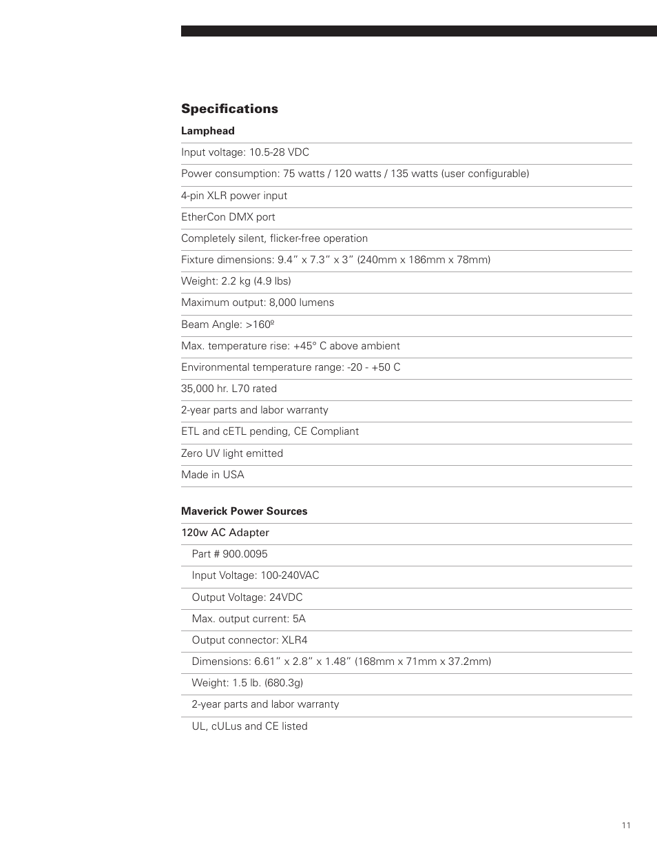 Cineo Lighting Maverick User Manual | Page 11 / 15