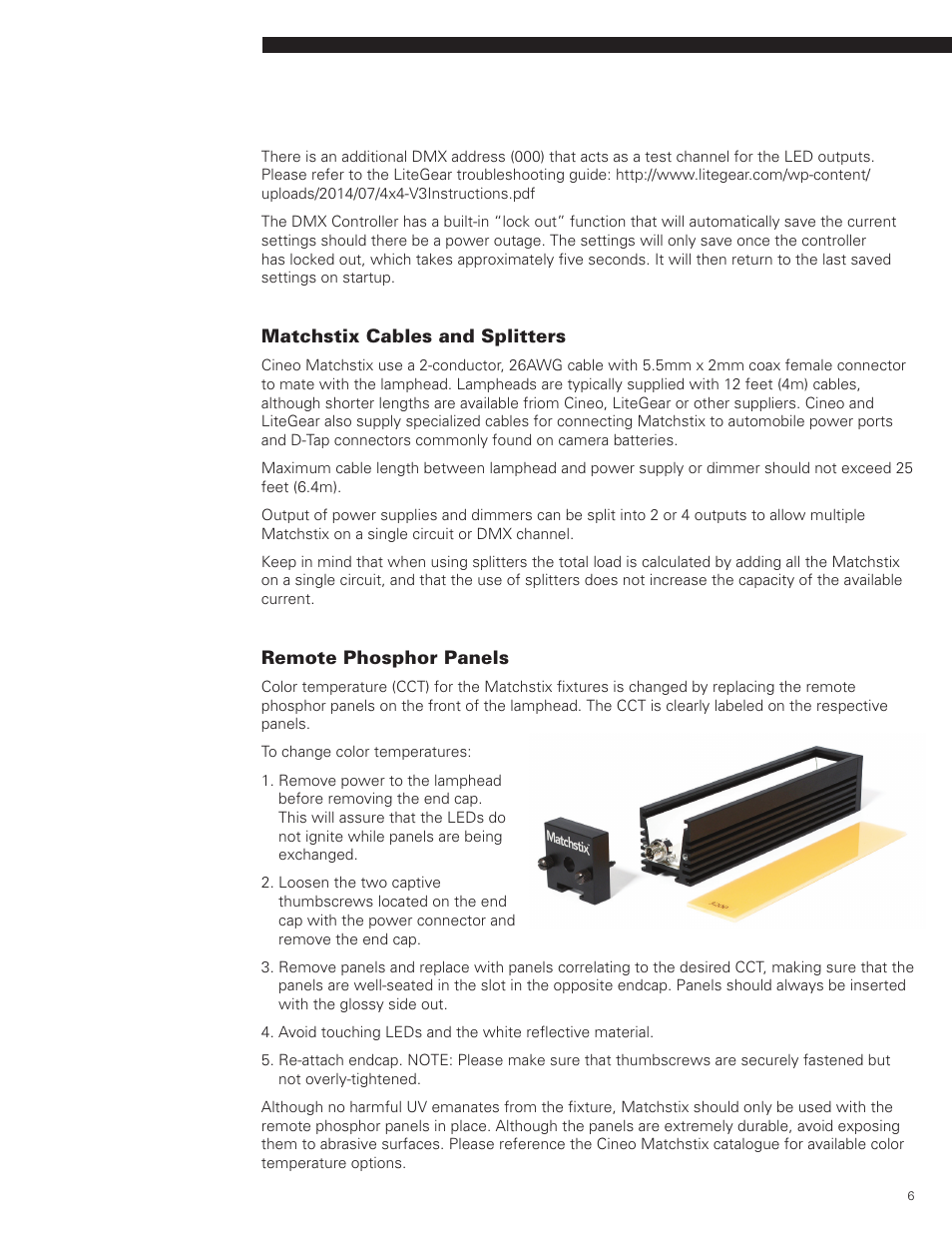 Cineo Lighting Matchstix User Manual | Page 6 / 12