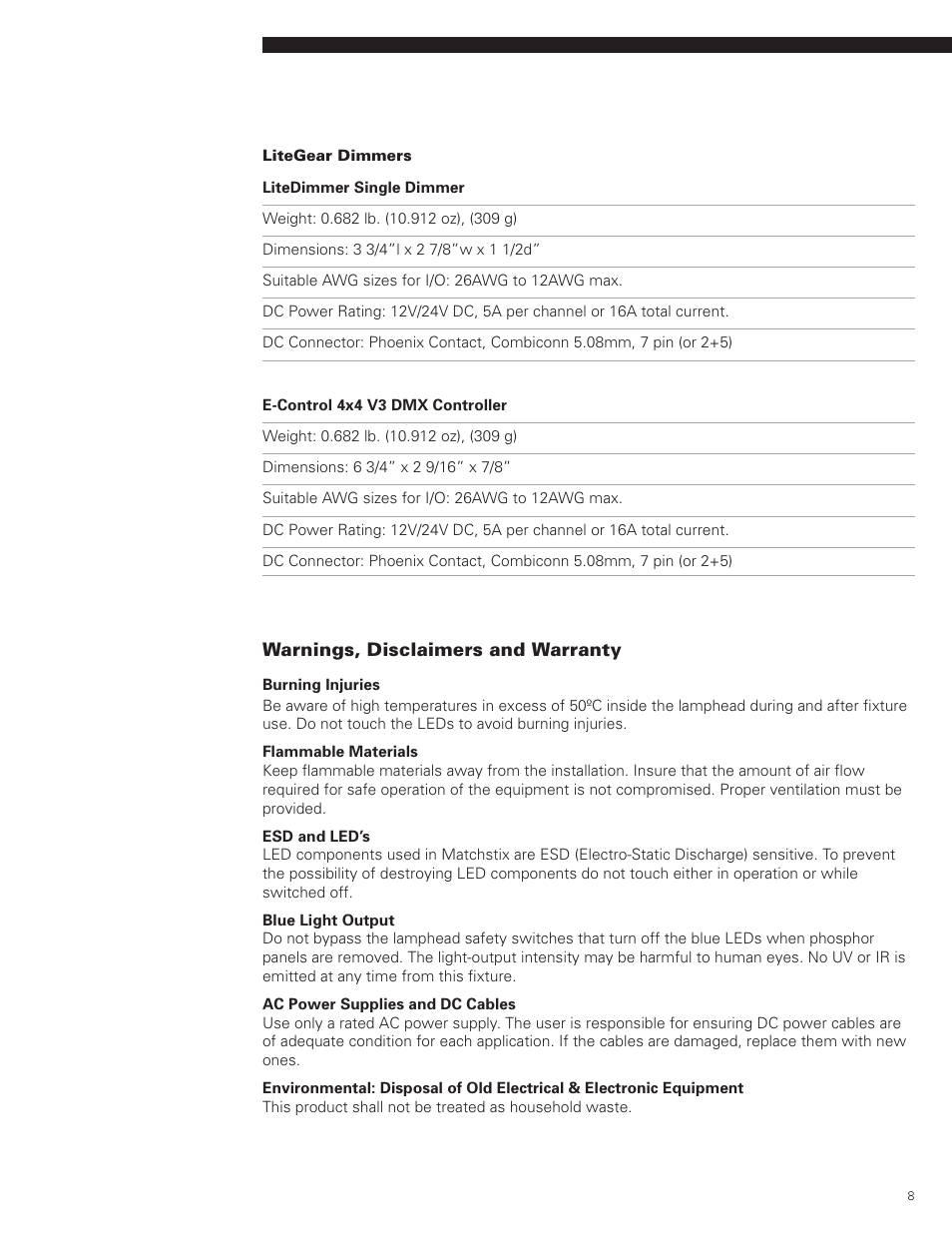Cineo Lighting Matchstix User Manual | Page 8 / 12