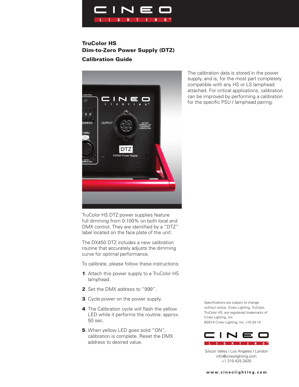 Cineo Lighting DTZ Calibration Guide User Manual | 1 page