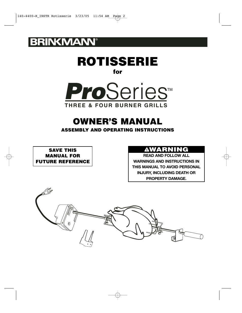 Brinkmann PROSERIES 140-4400-R_INSTR User Manual | 8 pages