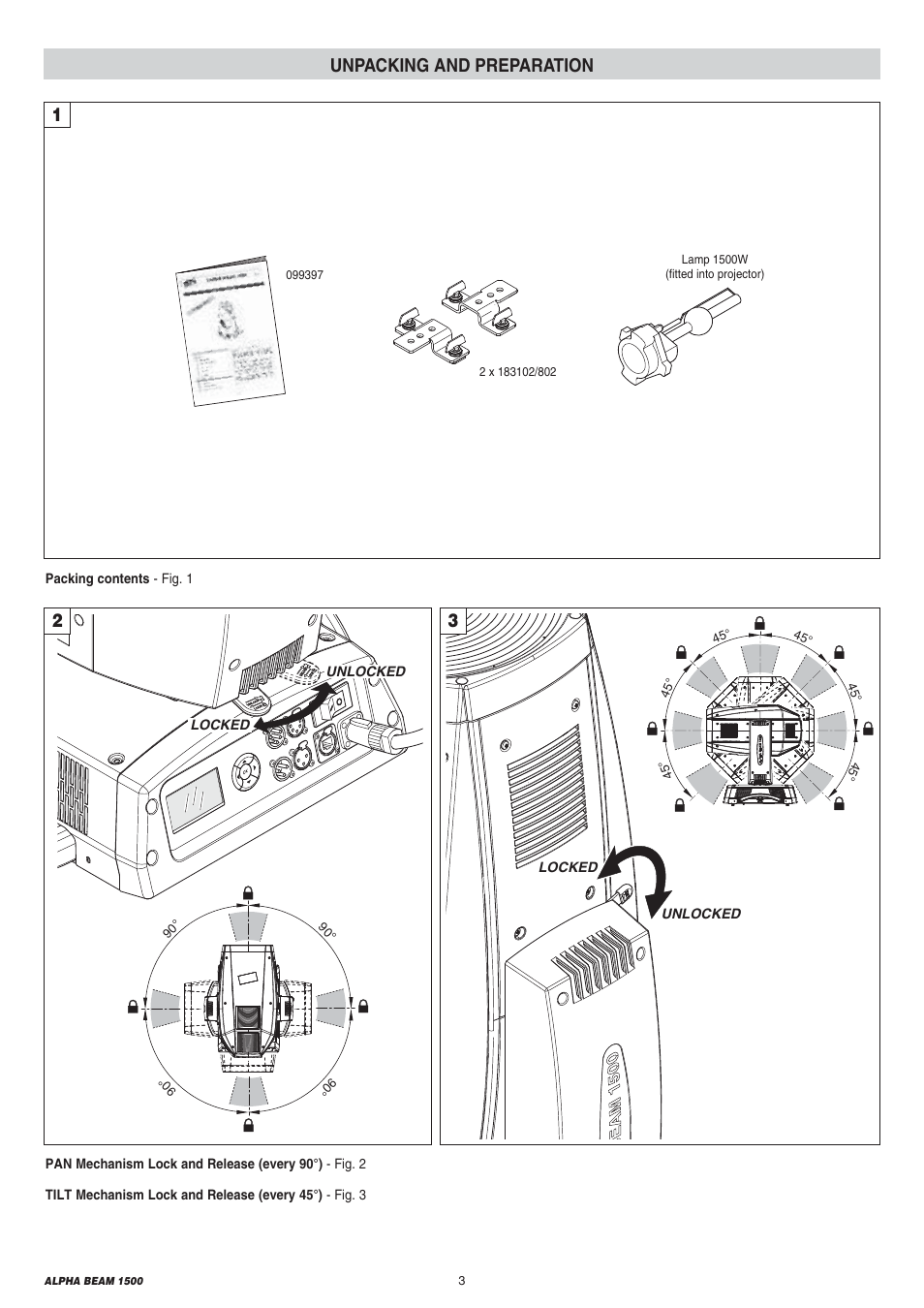 Unpacking and preparation | Clay Paky ALPHA BEAM 1500 (C61310) User Manual | Page 3 / 28