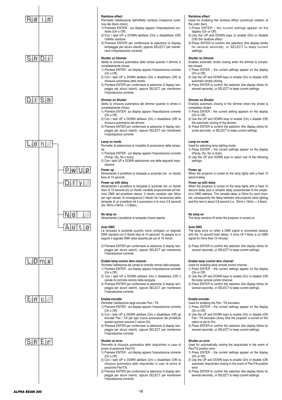 Clay Paky ALPHA BEAM 300 (C61093) User Manual | Page 16 / 40
