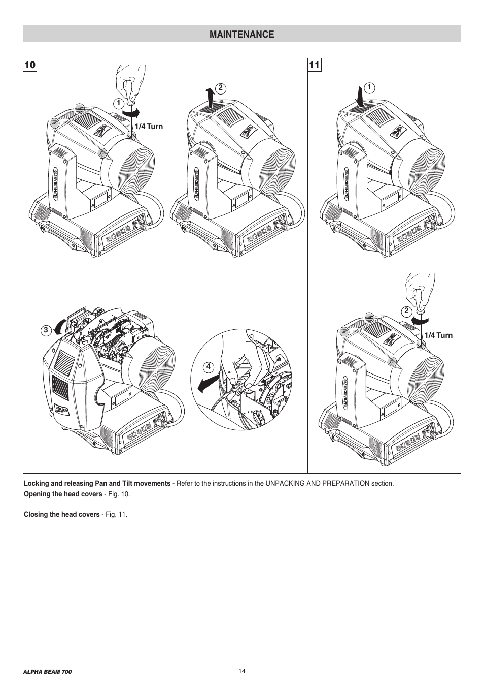 10 11 maintenance | Clay Paky ALPHA BEAM 700 (C61360) User Manual | Page 14 / 28