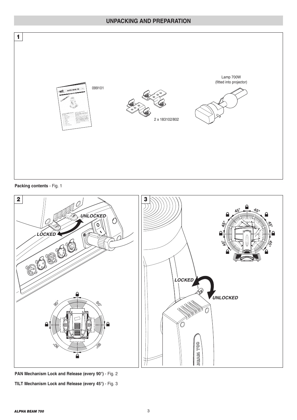 Unpacking and preparation | Clay Paky ALPHA BEAM 700 (C61360) User Manual | Page 3 / 28