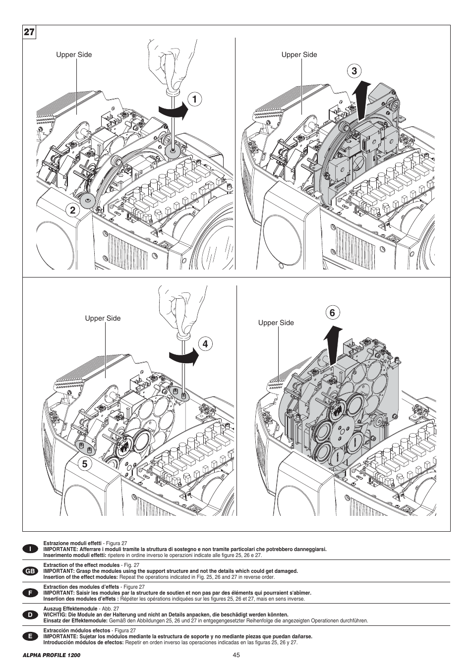 Clay Paky ALPHA PROFILE 1200 (C61090) User Manual | Page 45 / 48
