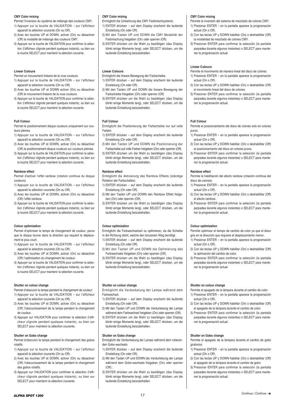 Clay Paky ALPHA SPOT 1200 (C61087) User Manual | Page 17 / 48