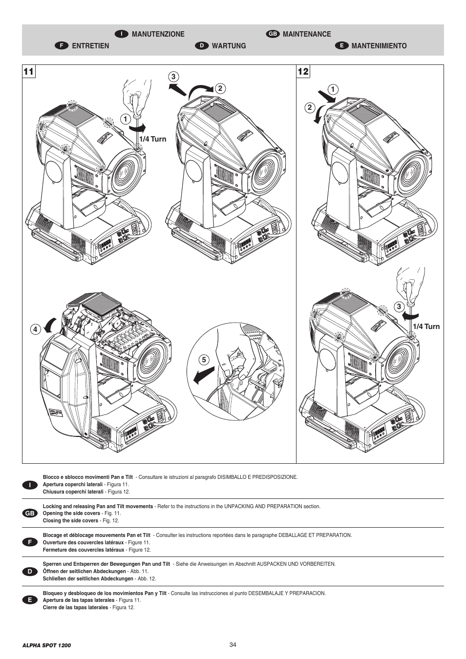 Clay Paky ALPHA SPOT 1200 (C61087) User Manual | Page 34 / 48