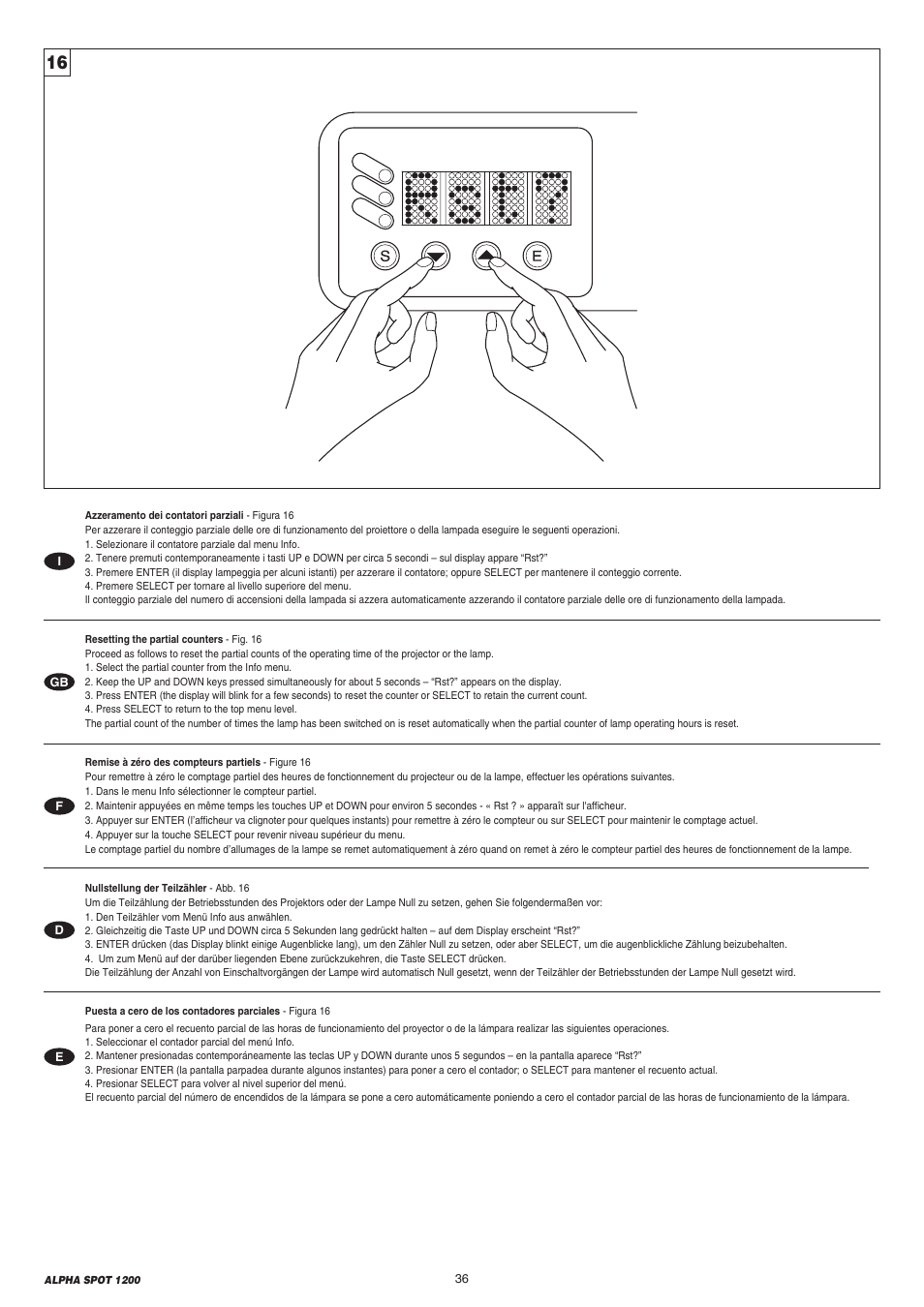 Clay Paky ALPHA SPOT 1200 (C61087) User Manual | Page 36 / 48