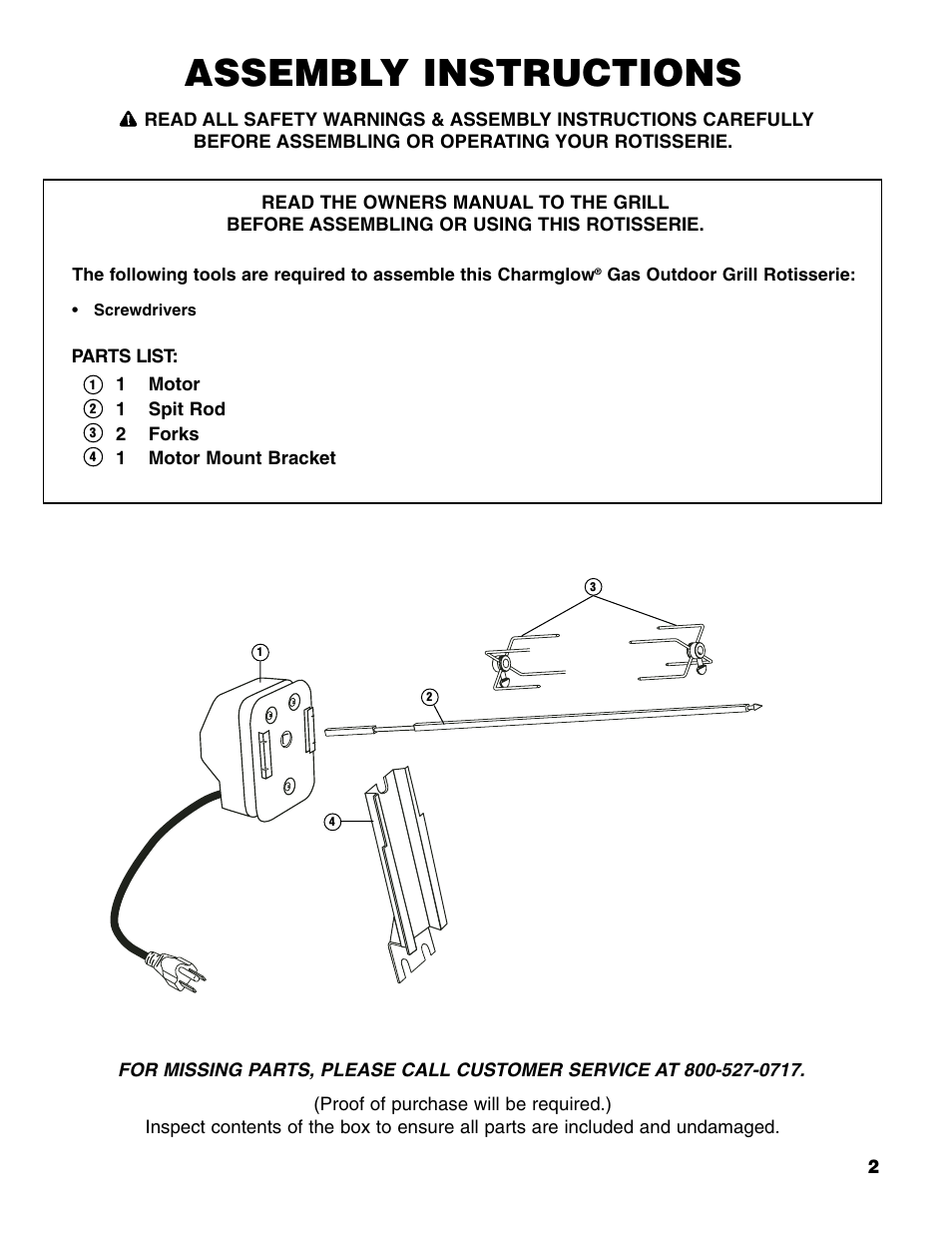Assembly instructions | Brinkmann ROTISSERIE User Manual | Page 3 / 12