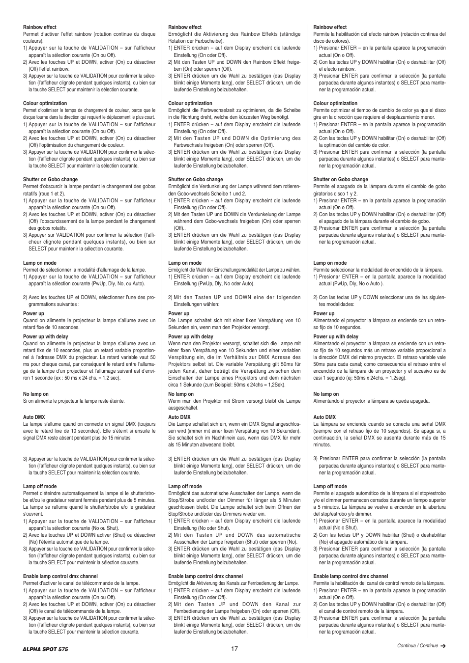 Clay Paky ALPHA SPOT 575 (C61065) User Manual | Page 17 / 44