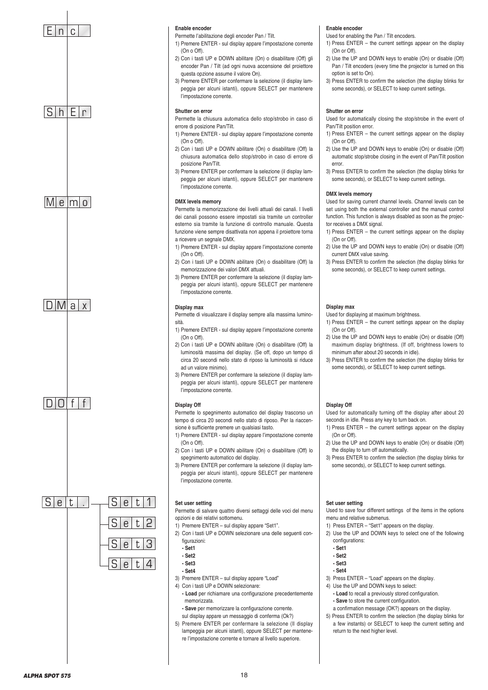 Clay Paky ALPHA SPOT 575 (C61065) User Manual | Page 18 / 44