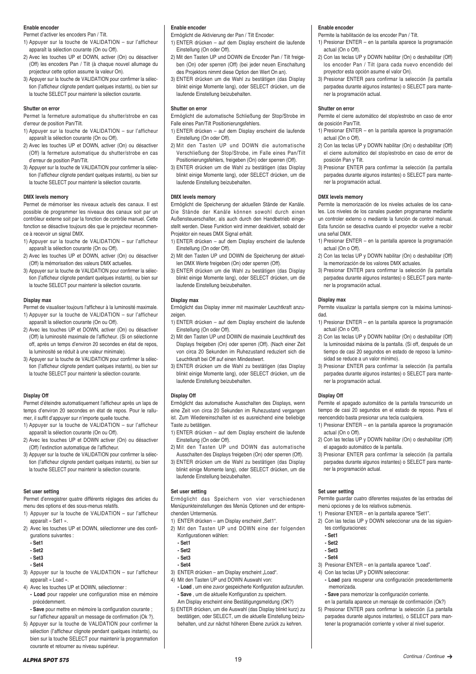 Clay Paky ALPHA SPOT 575 (C61065) User Manual | Page 19 / 44