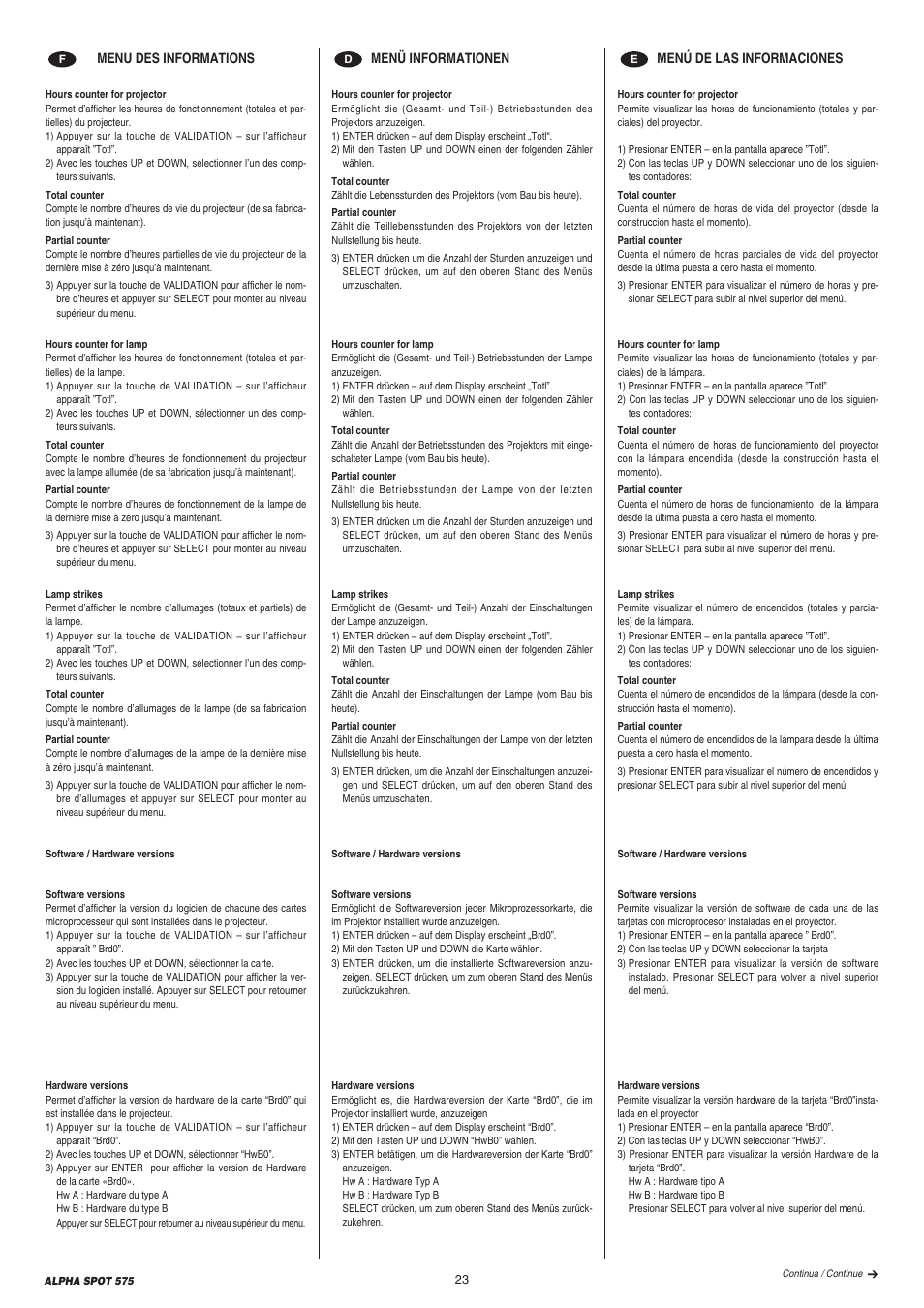 Clay Paky ALPHA SPOT 575 (C61065) User Manual | Page 23 / 44