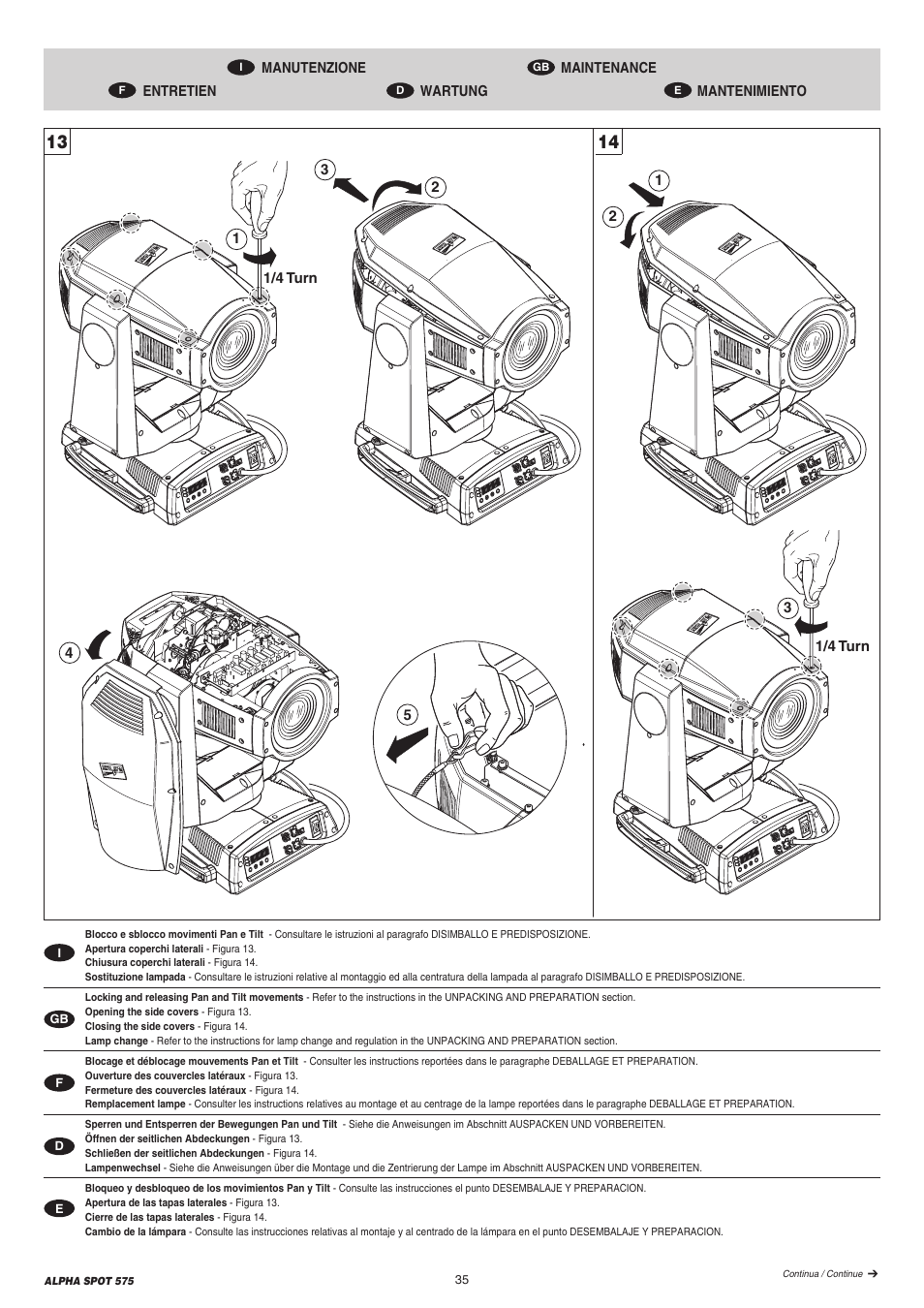 Clay Paky ALPHA SPOT 575 (C61065) User Manual | Page 35 / 44