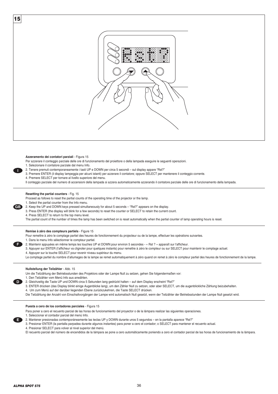 Clay Paky ALPHA SPOT 575 (C61065) User Manual | Page 36 / 44