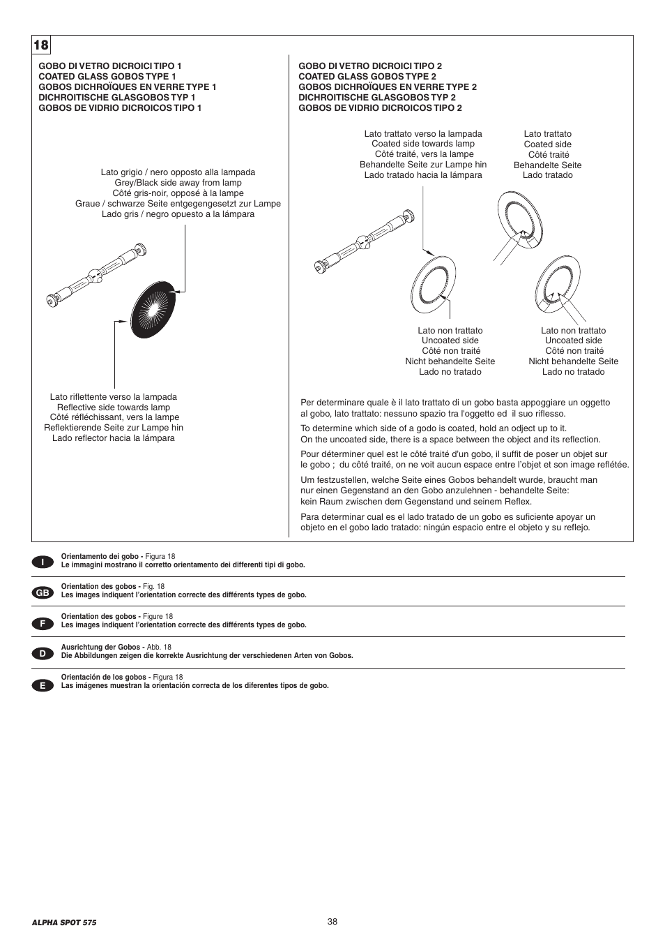 Clay Paky ALPHA SPOT 575 (C61065) User Manual | Page 38 / 44