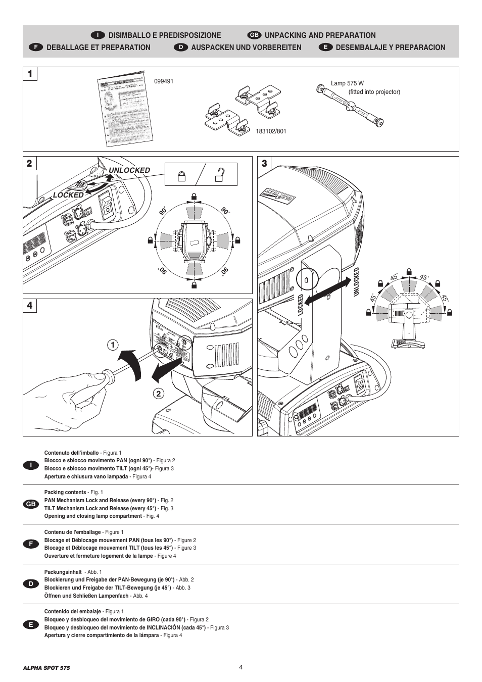 Clay Paky ALPHA SPOT 575 (C61065) User Manual | Page 4 / 44