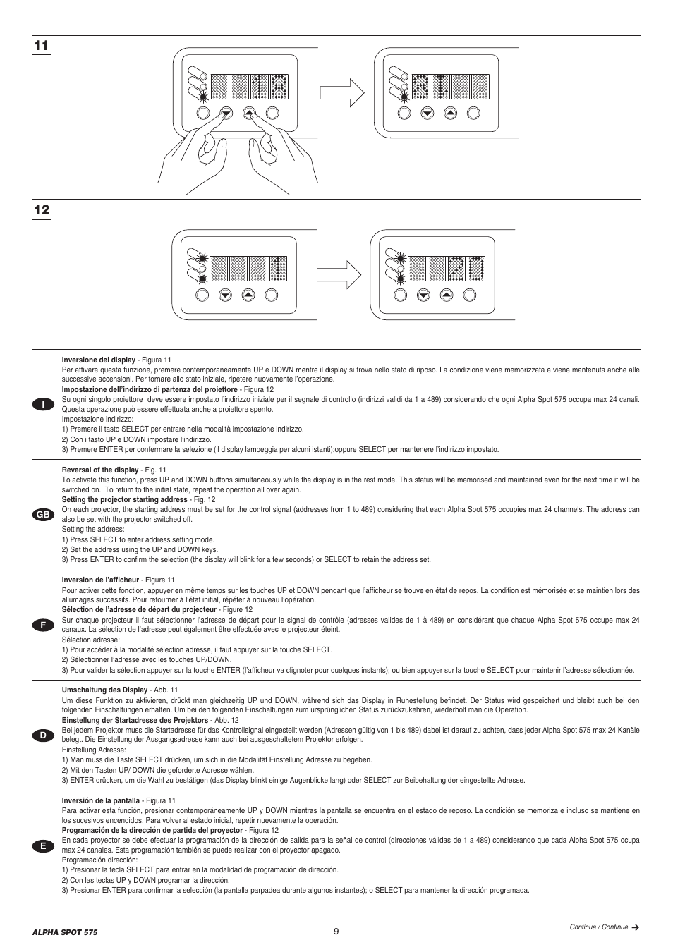 Clay Paky ALPHA SPOT 575 (C61065) User Manual | Page 9 / 44