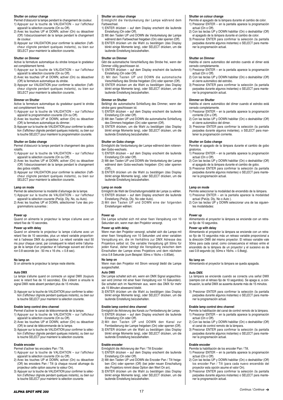 Clay Paky ALPHA SPOT HPE 300 (C61098) User Manual | Page 17 / 44