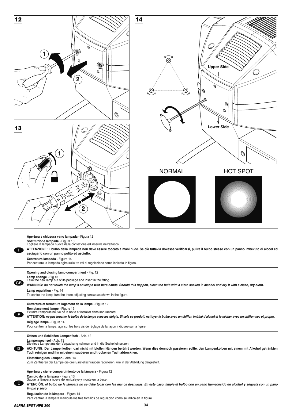 Normal hot spot | Clay Paky ALPHA SPOT HPE 300 (C61098) User Manual | Page 34 / 44