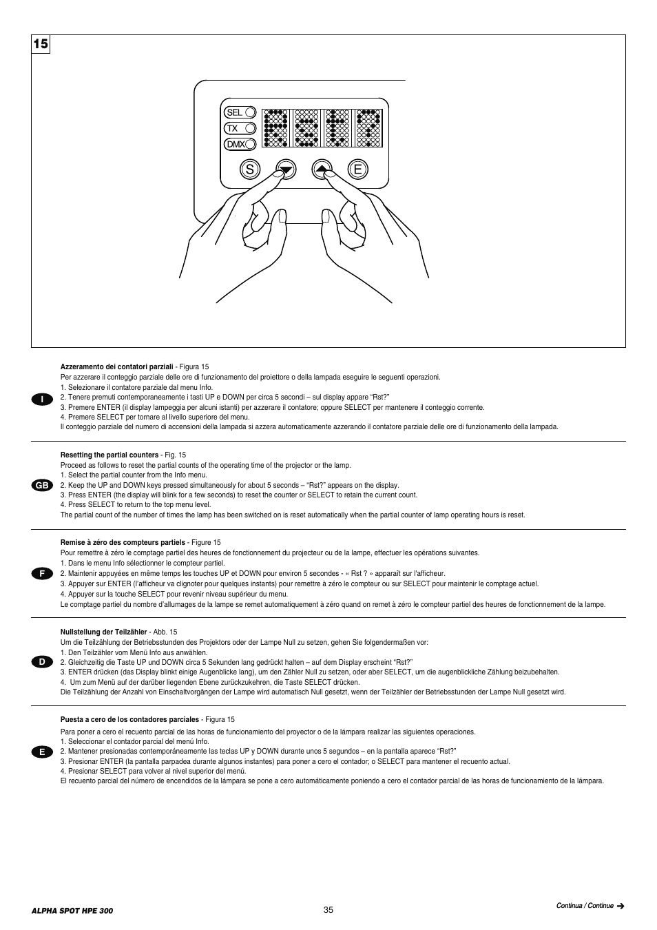 Clay Paky ALPHA SPOT HPE 300 (C61098) User Manual | Page 35 / 44