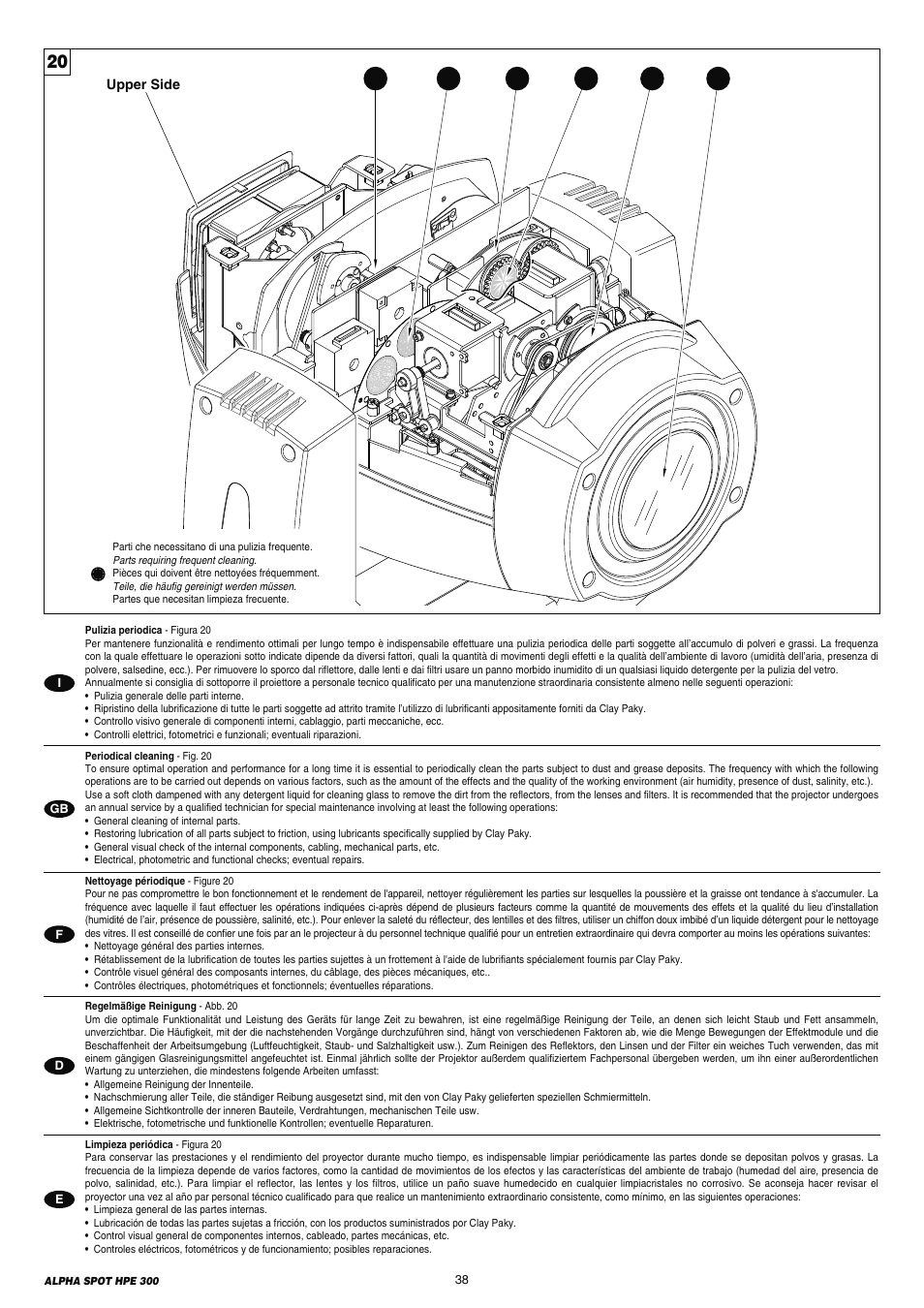 Clay Paky ALPHA SPOT HPE 300 (C61098) User Manual | Page 38 / 44