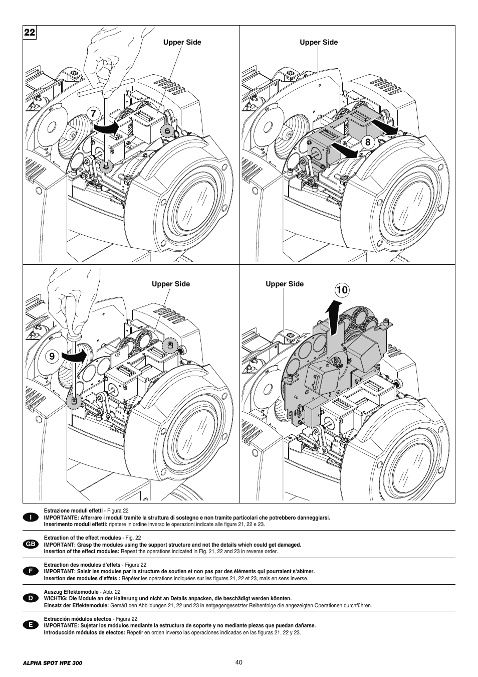 Clay Paky ALPHA SPOT HPE 300 (C61098) User Manual | Page 40 / 44