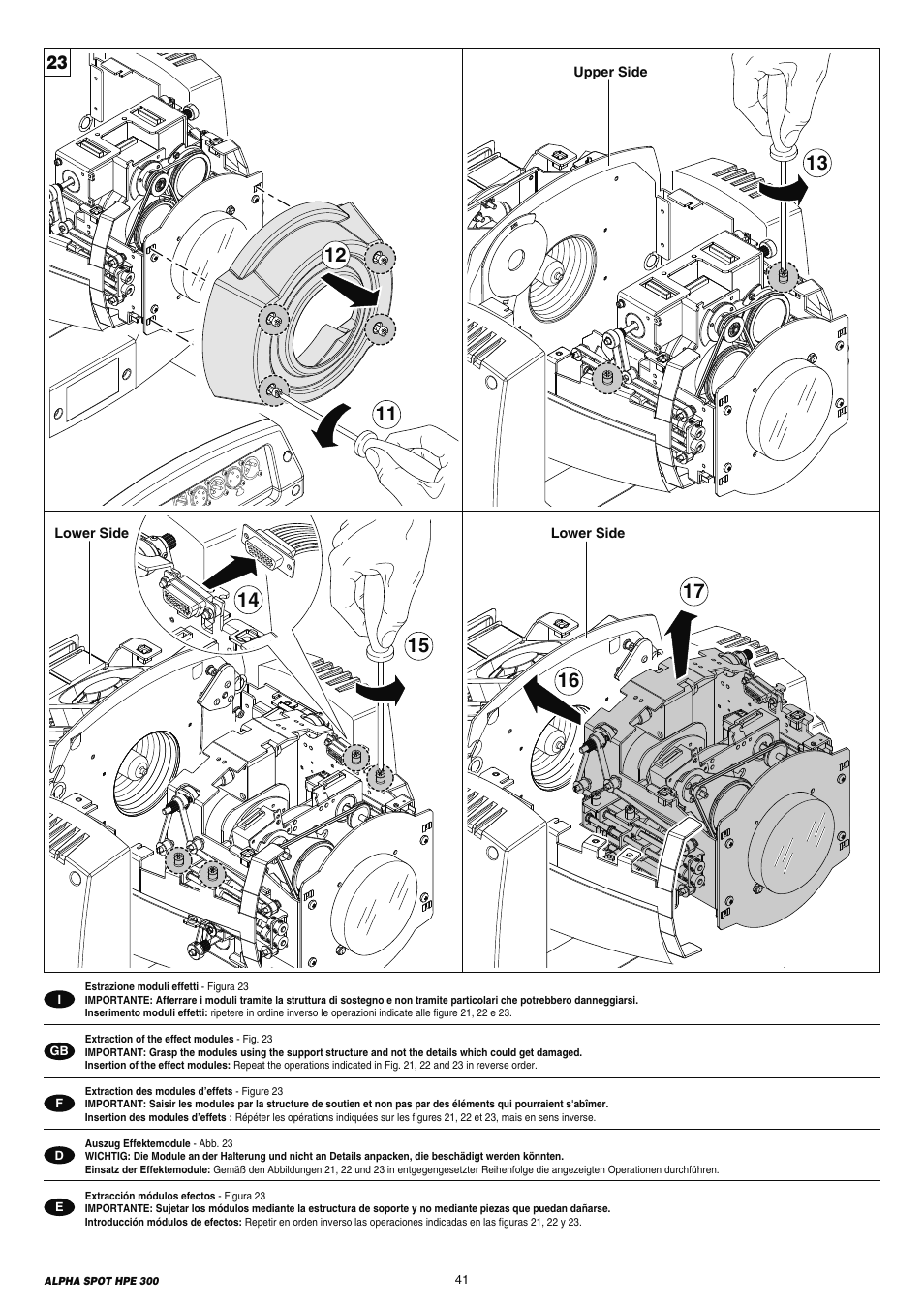 Clay Paky ALPHA SPOT HPE 300 (C61098) User Manual | Page 41 / 44