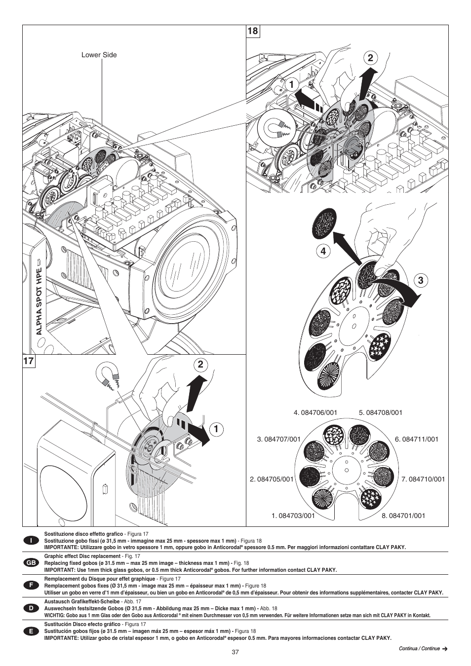 Clay Paky ALPHA SPOT HPE 575 (C61060) User Manual | Page 37 / 44