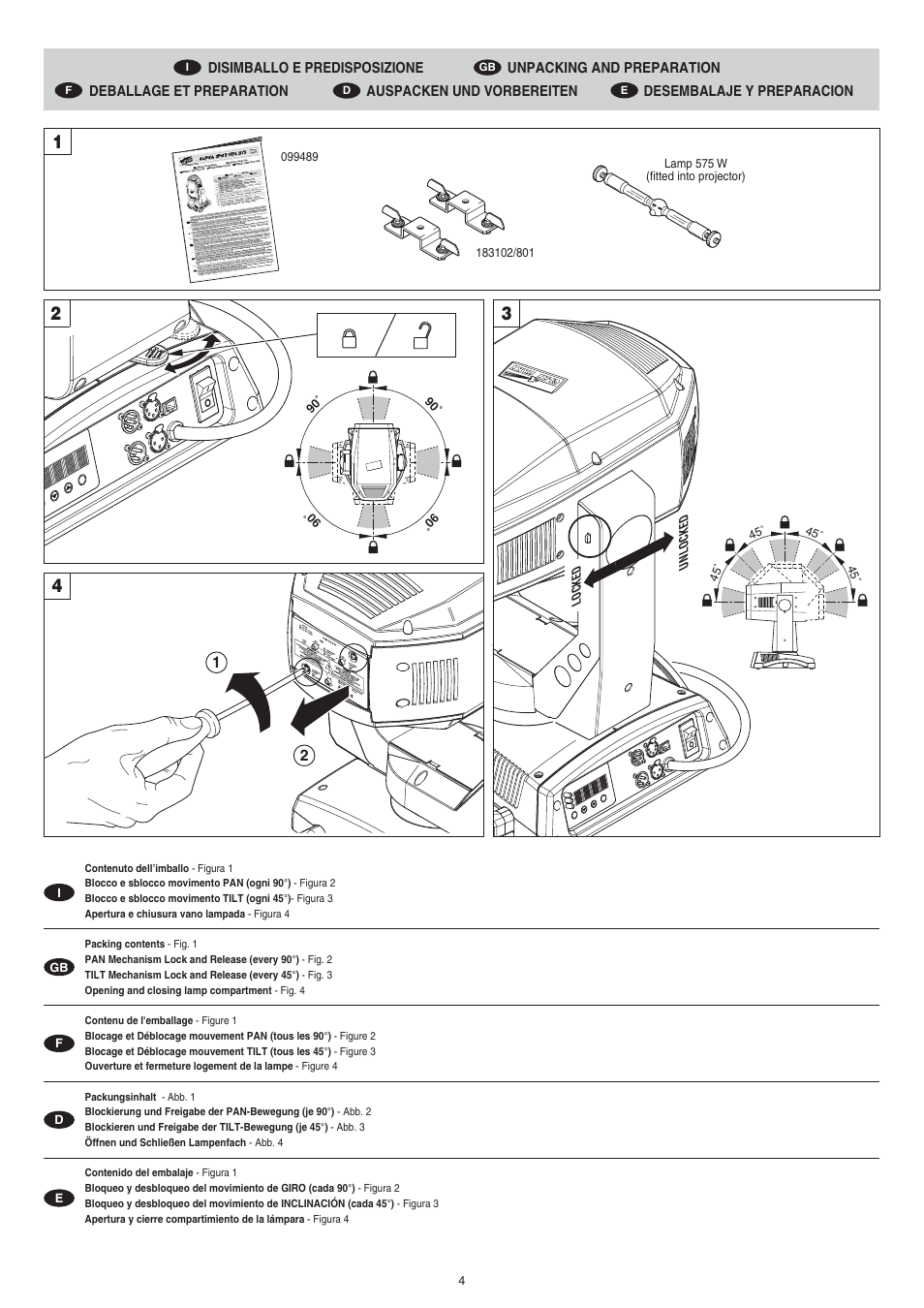 Clay Paky ALPHA SPOT HPE 575 (C61060) User Manual | Page 4 / 44