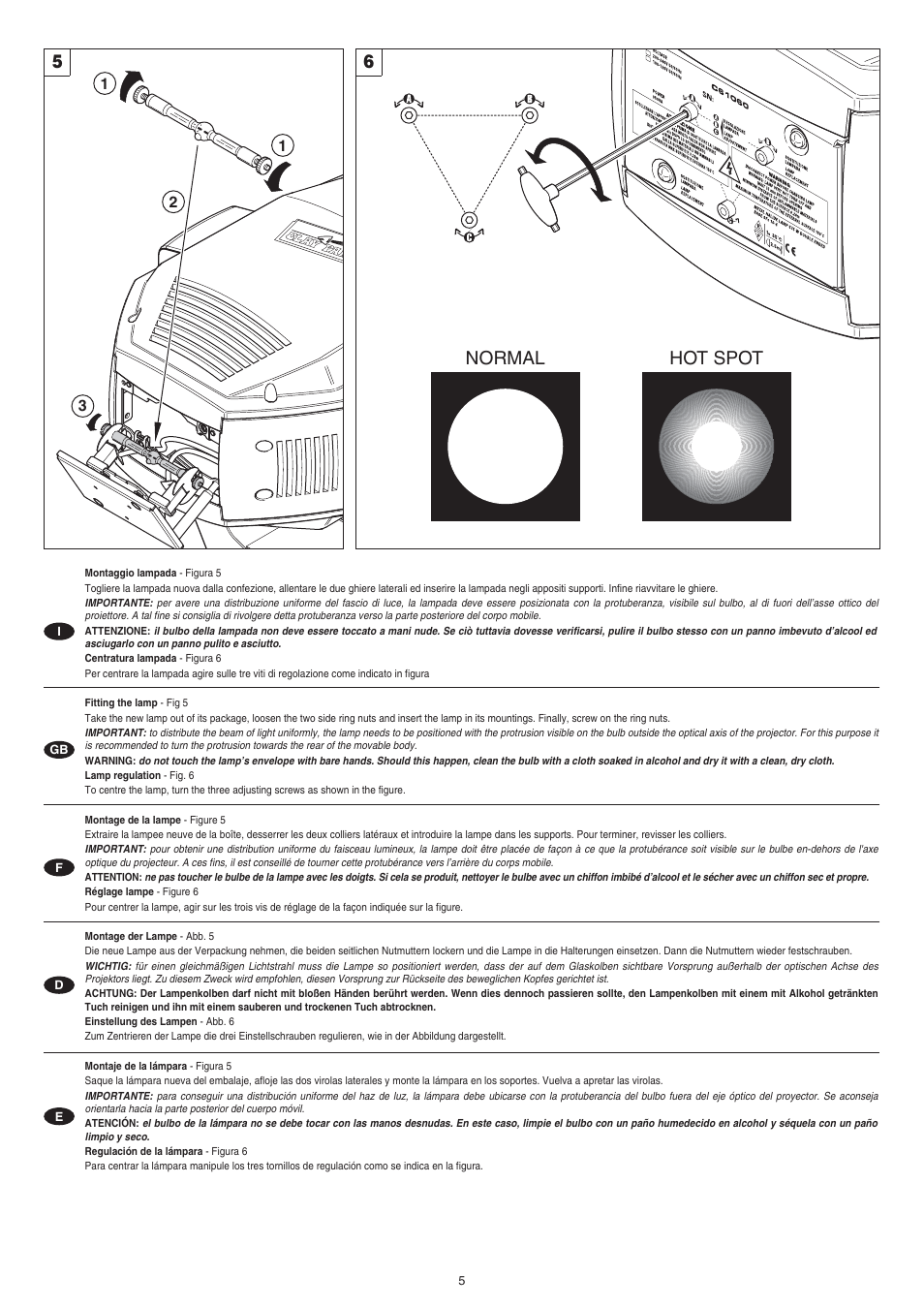 5normal hot spot 6 | Clay Paky ALPHA SPOT HPE 575 (C61060) User Manual | Page 5 / 44