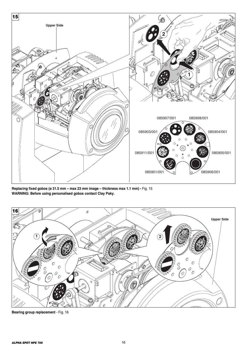 Clay Paky ALPHA SPOT HPE 700 (C61355) User Manual | Page 16 / 28