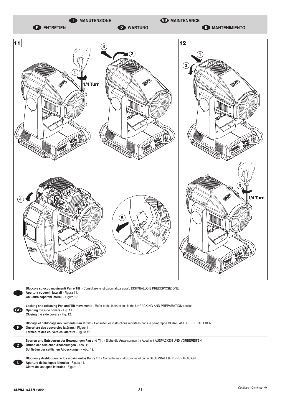 Clay Paky ALPHA WASH 1200 (C61072) User Manual | Page 31 / 44