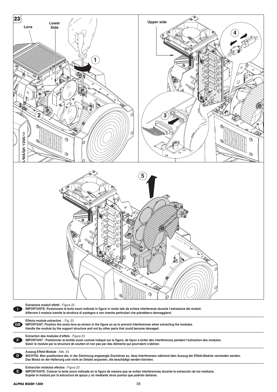 Clay Paky ALPHA WASH 1200 (C61072) User Manual | Page 38 / 44