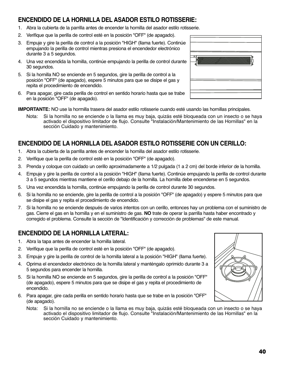 Encendido de la hornilla lateral | Brinkmann 810-6830-0 User Manual | Page 41 / 64