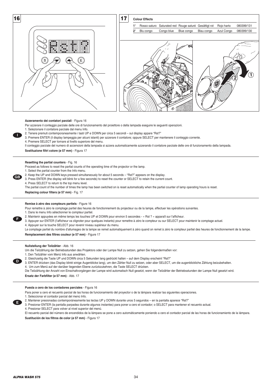 Clay Paky ALPHA WASH 575 (C61070) User Manual | Page 34 / 40