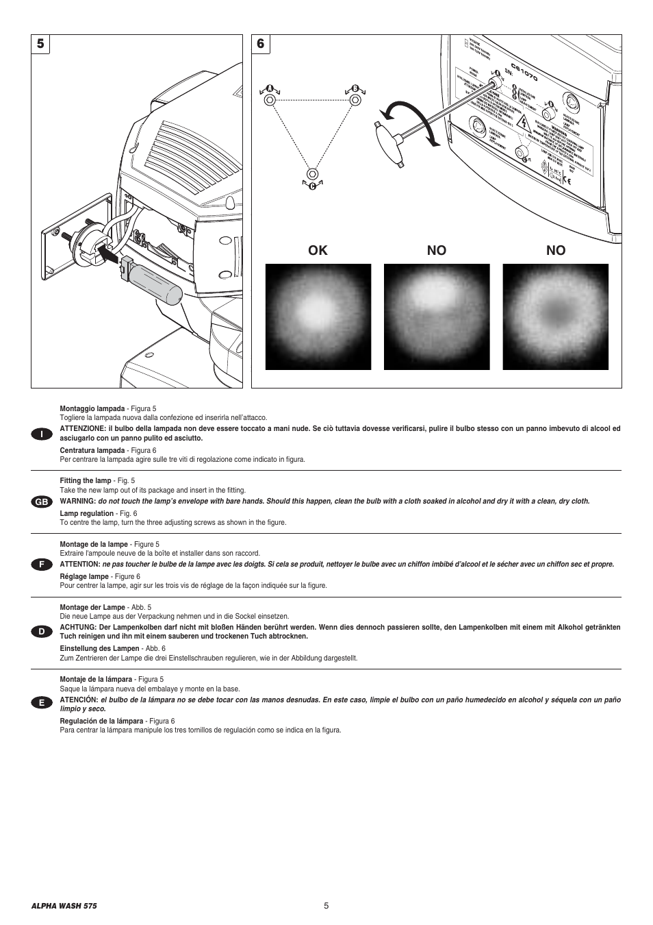 6ok no no | Clay Paky ALPHA WASH 575 (C61070) User Manual | Page 5 / 40